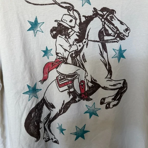Anthropologie Cream Cowgirl Graphic Tee - Picture 2 of 3